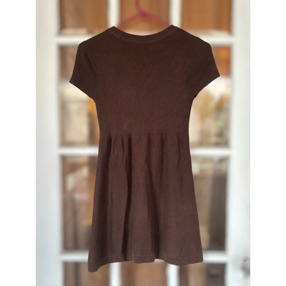 Sonoma Women's Small Brown Tight Knit Short Sleeved Half Button Y2K Cardigan - Picture 2 of 10